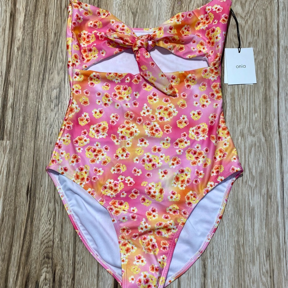 Onia Marie Floral One-Piece Bandeau Swimsuit
